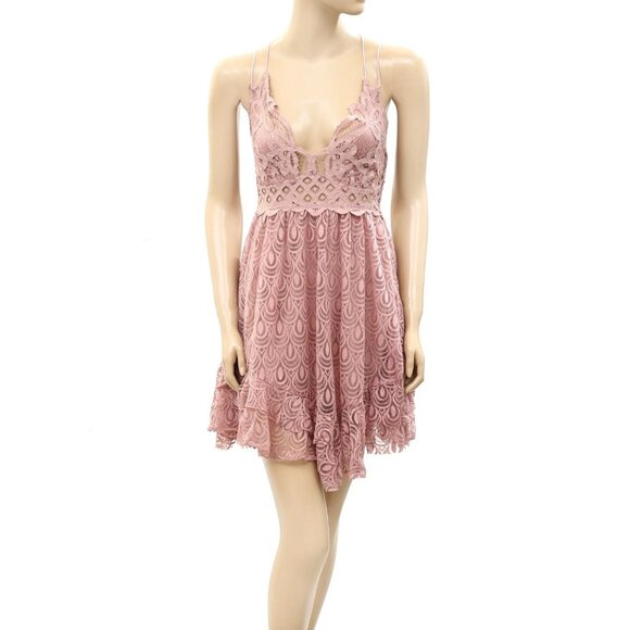 Free People FP One "Adella" Burnout Slip Mini Dress Lace Crochet M NEW 281746 - Picture 3 of 6